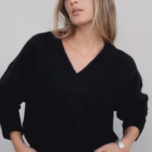 Jersey oversize escote pico - Negro