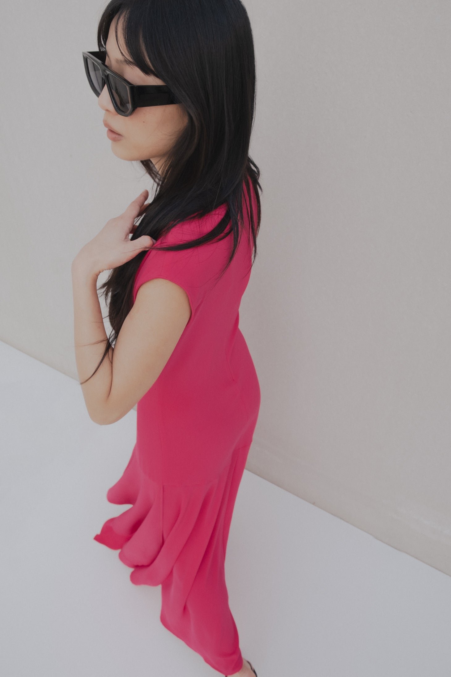 Vestido midi asimétrico - Rojo - Imagen 5