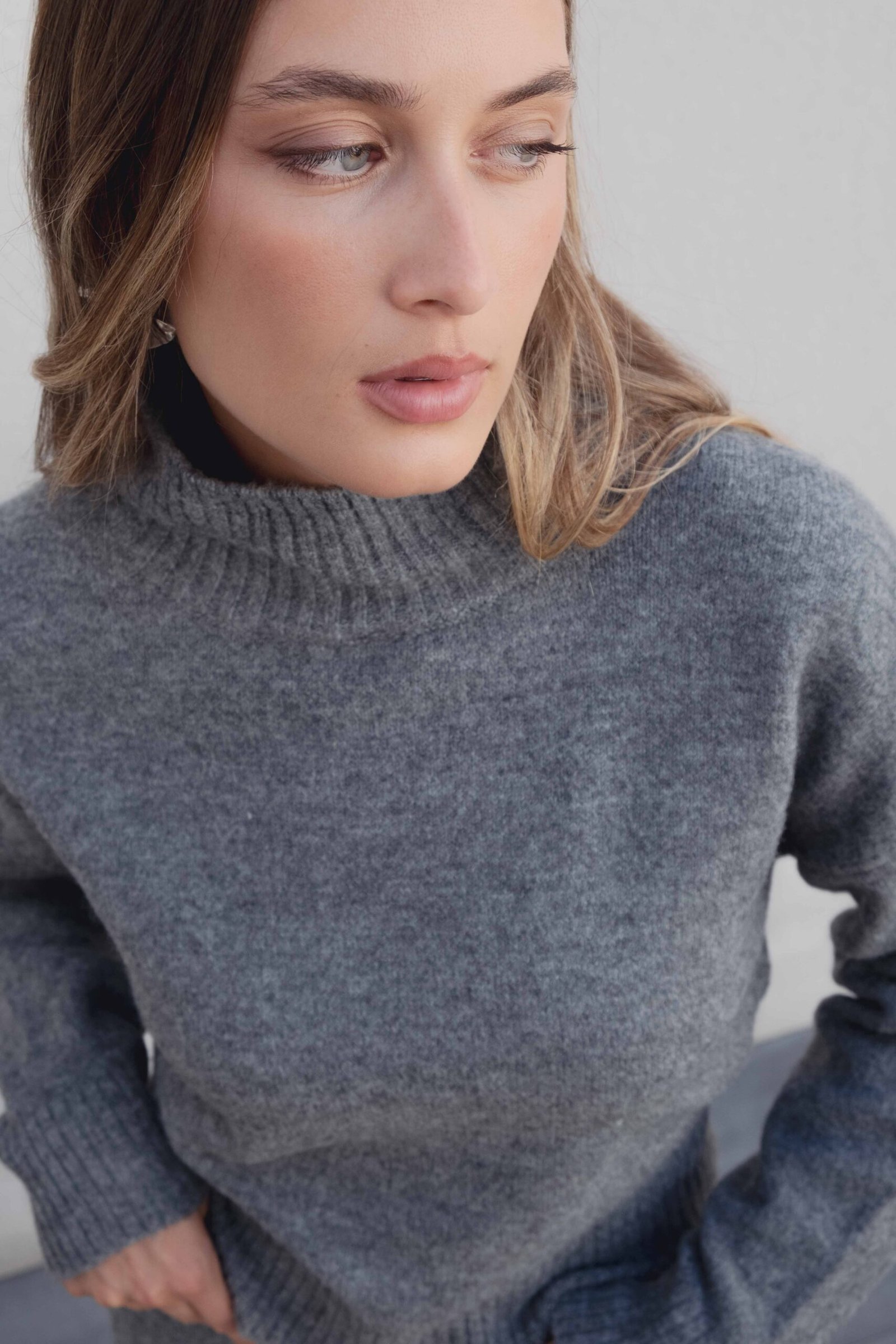 Jersey oversize cuello subido - Gris - Imagen 4