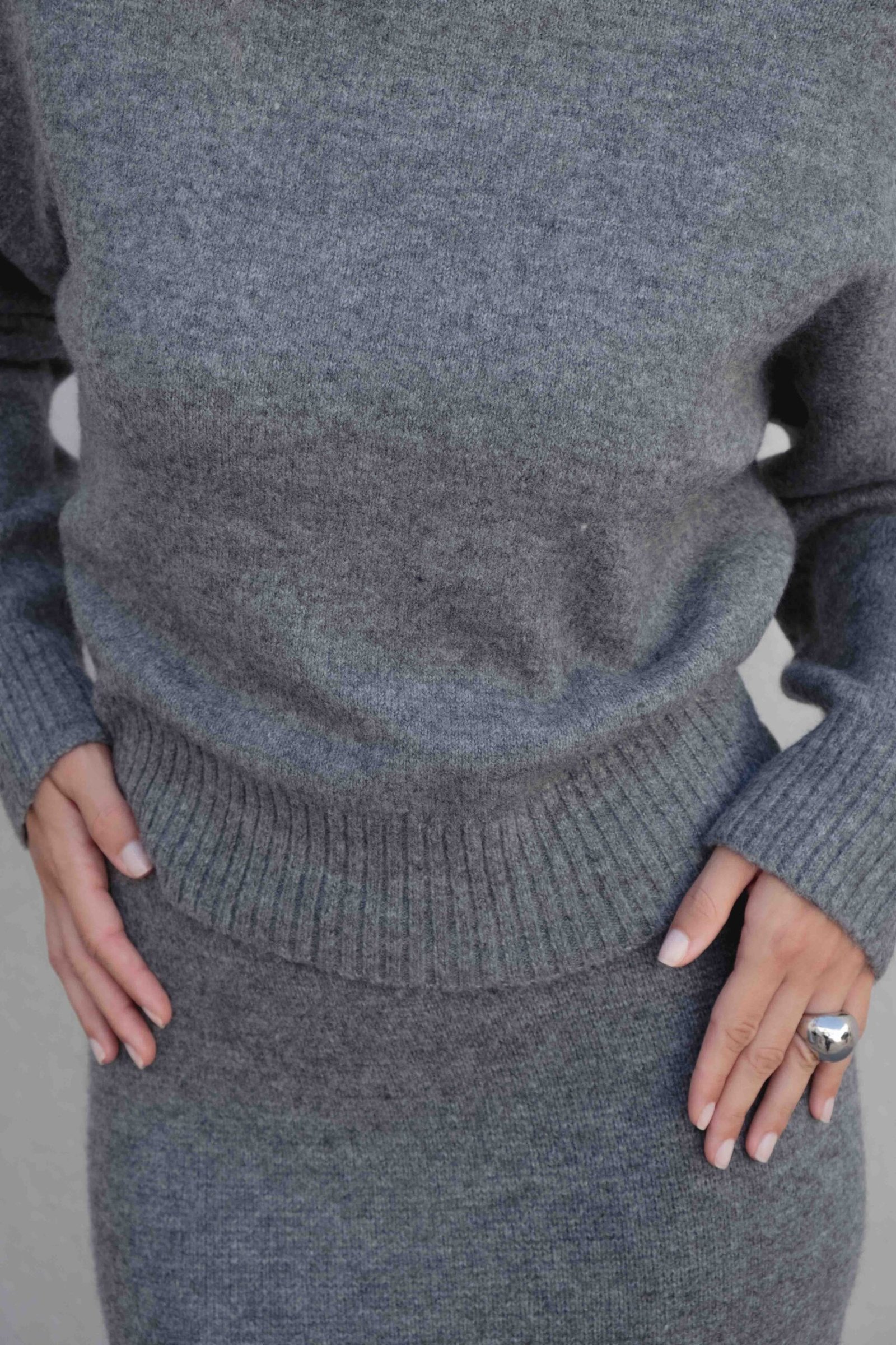 Jersey oversize cuello subido - Gris - Imagen 5