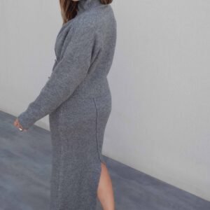 Falda midi punto - Gris