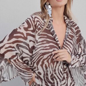 Camisa semitransparente estampada - Beige