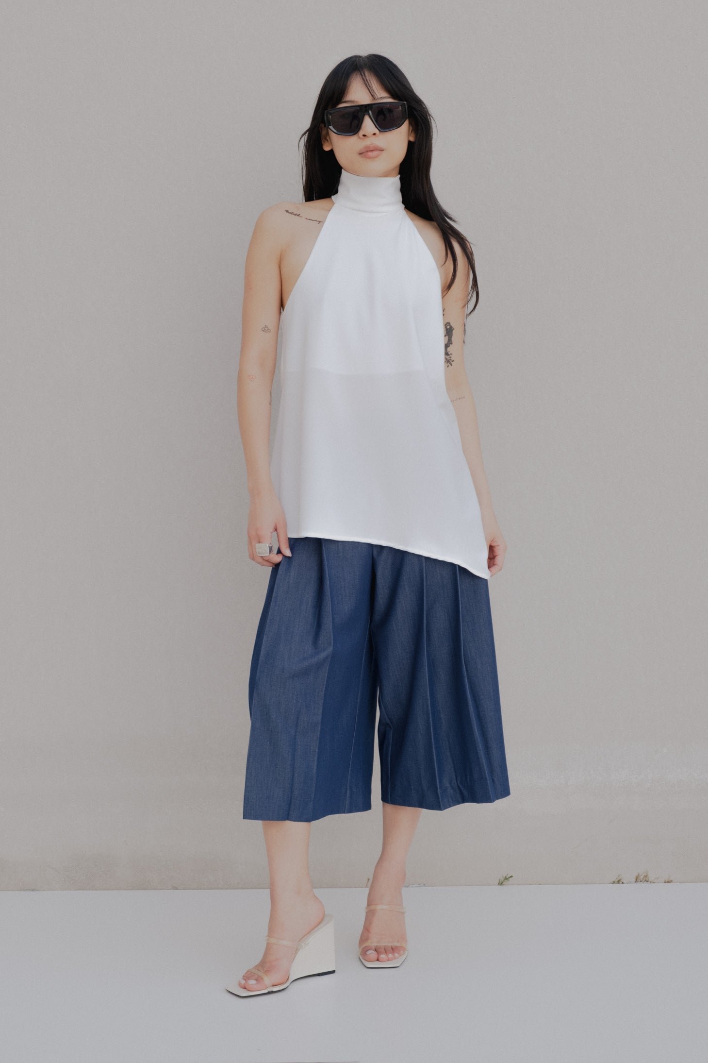 Bermuda fluida efecto denim