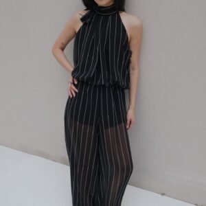 Pantalón bombacho rayas - Negro