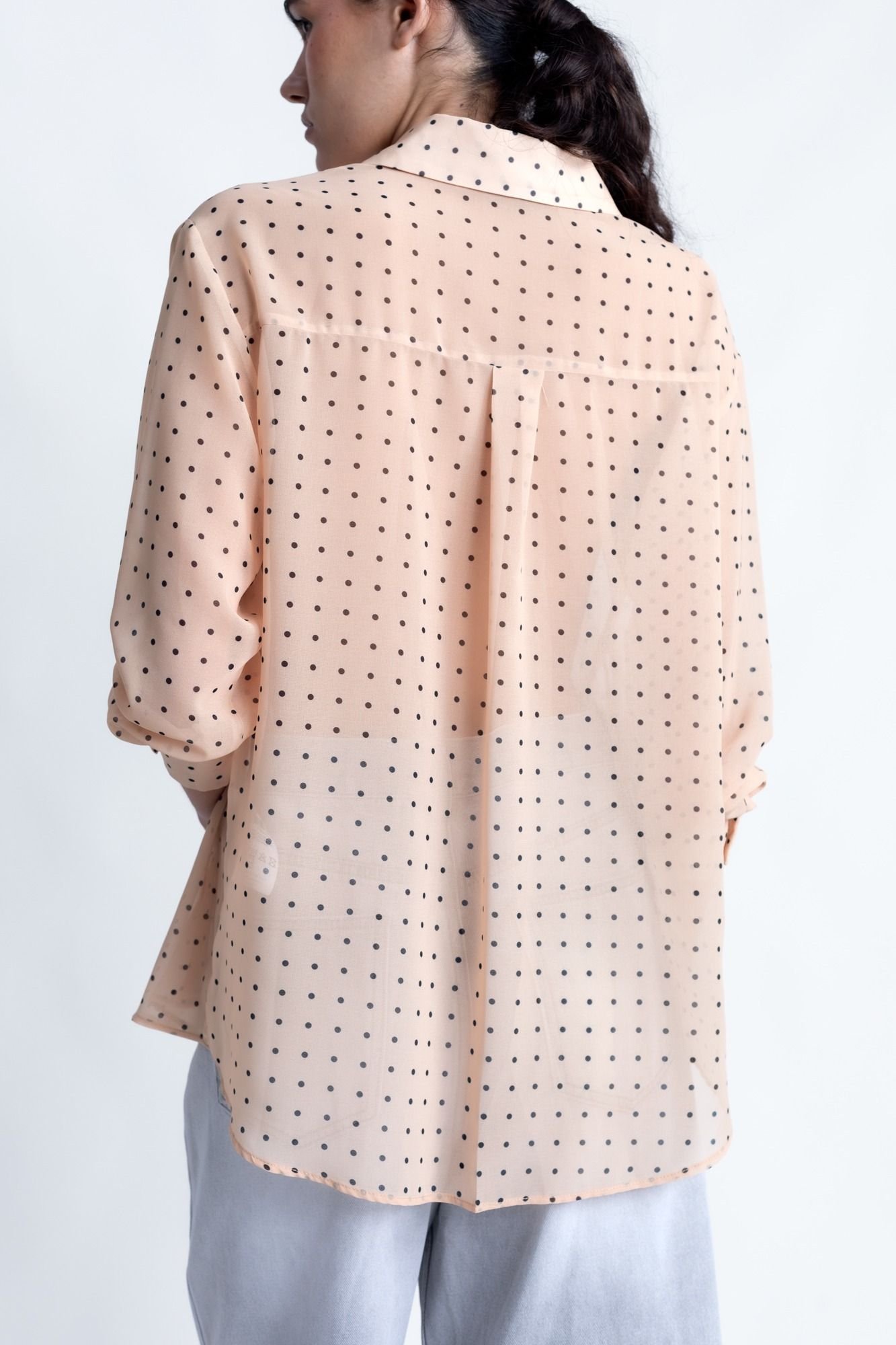 Camisa estampada semitransparente - Beige - Imagen 5