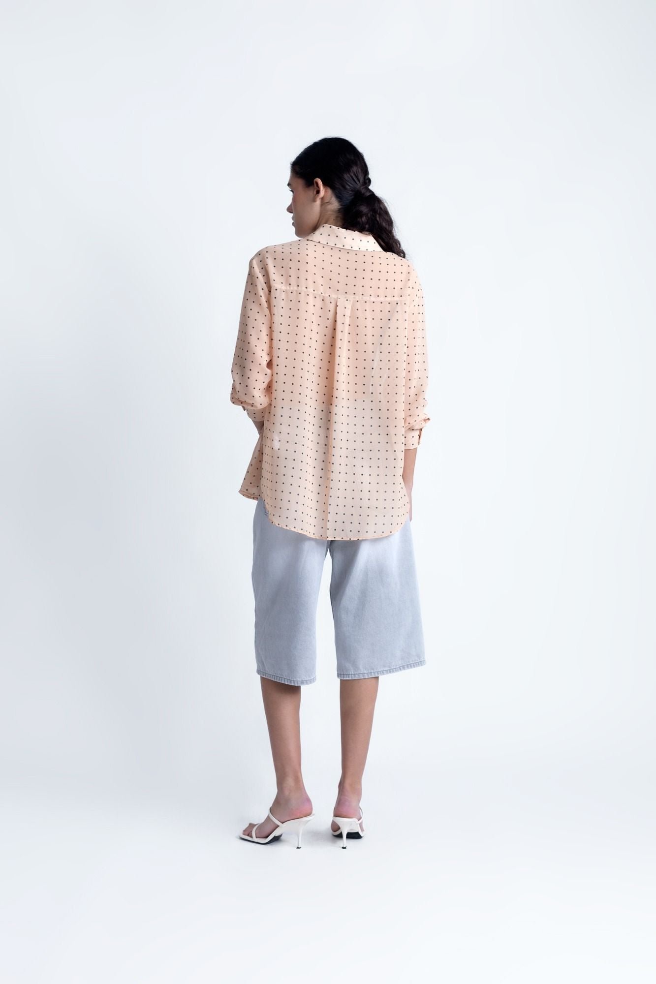 Camisa estampada semitransparente - Beige - Imagen 4