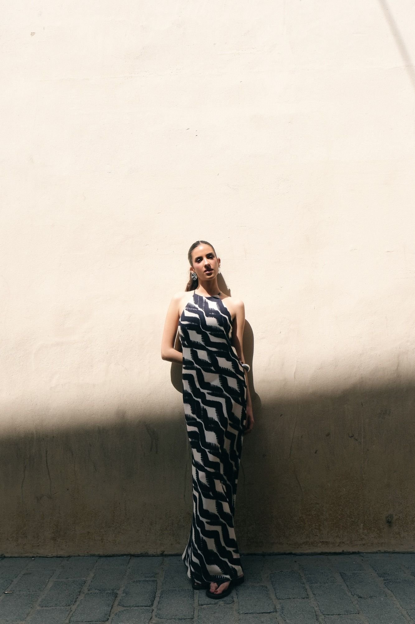 Vestido midi halter estampado - Negro - Imagen 6