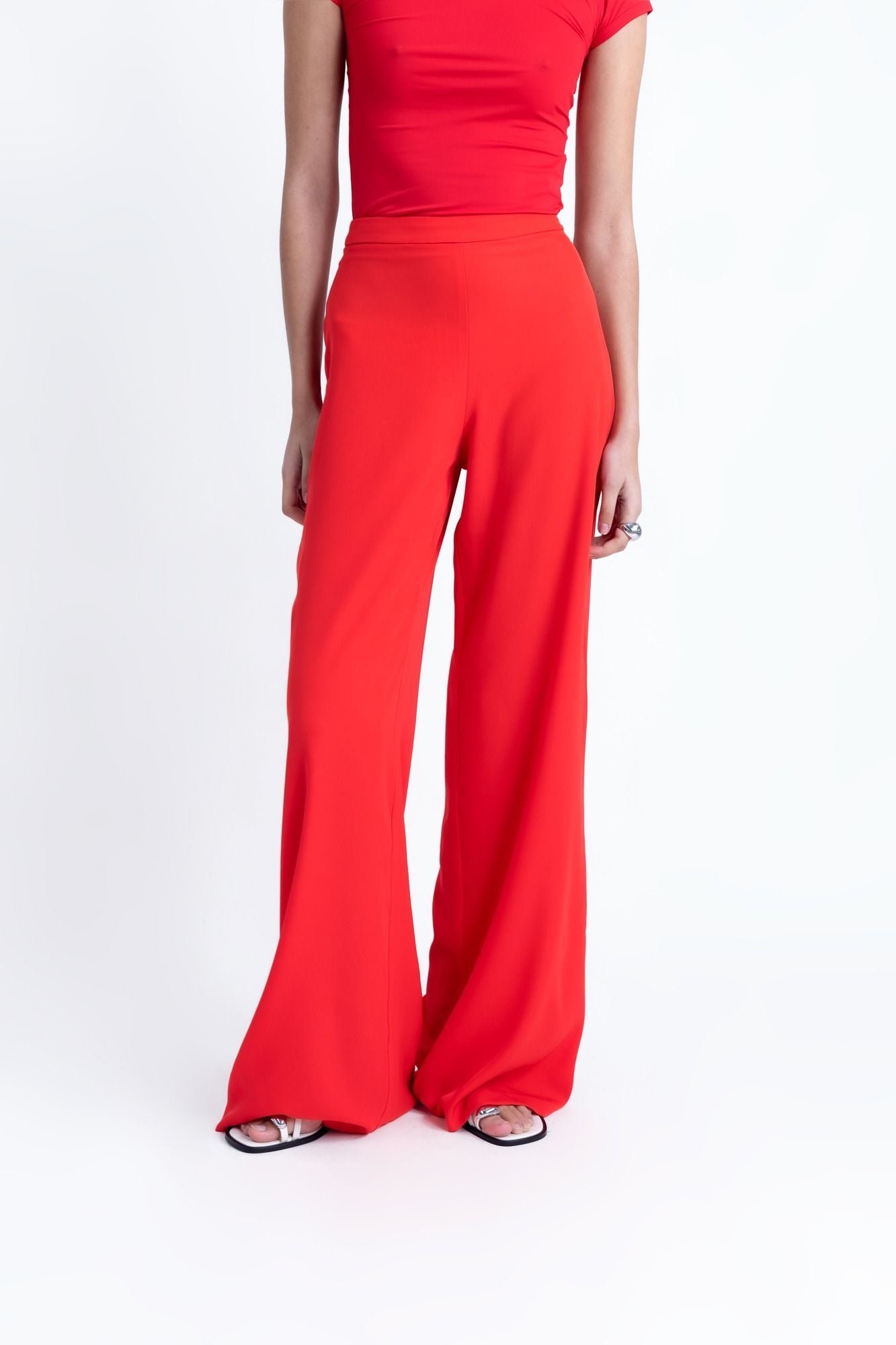 Pantalón palazzo - Rojo - Imagen 4