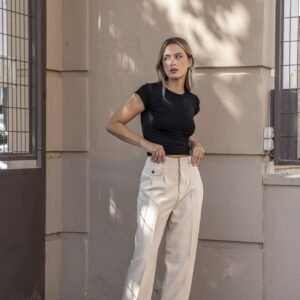 Pantalón masculino pinzas - Beige
