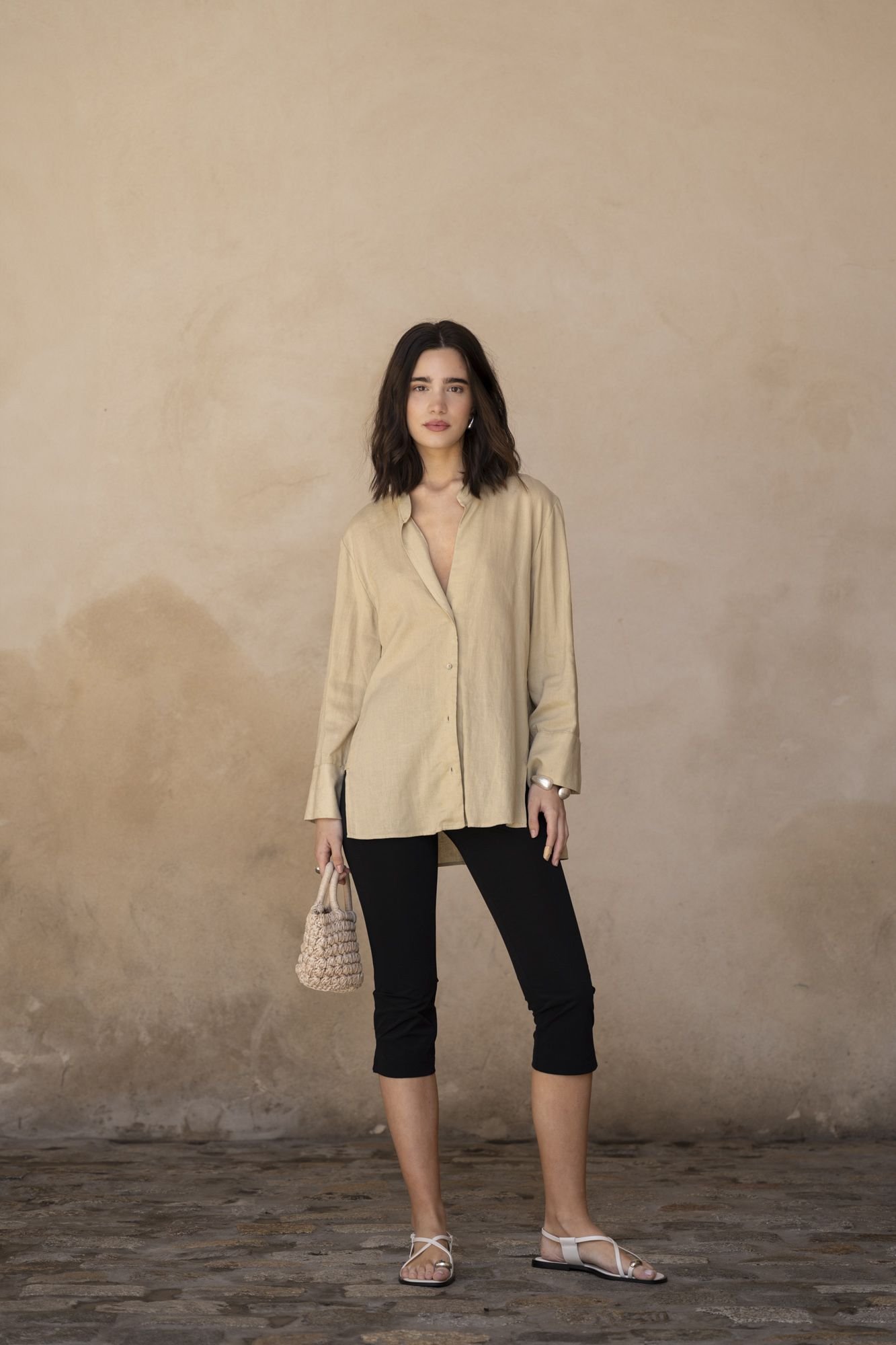 Camisa lino beige - Imagen 2