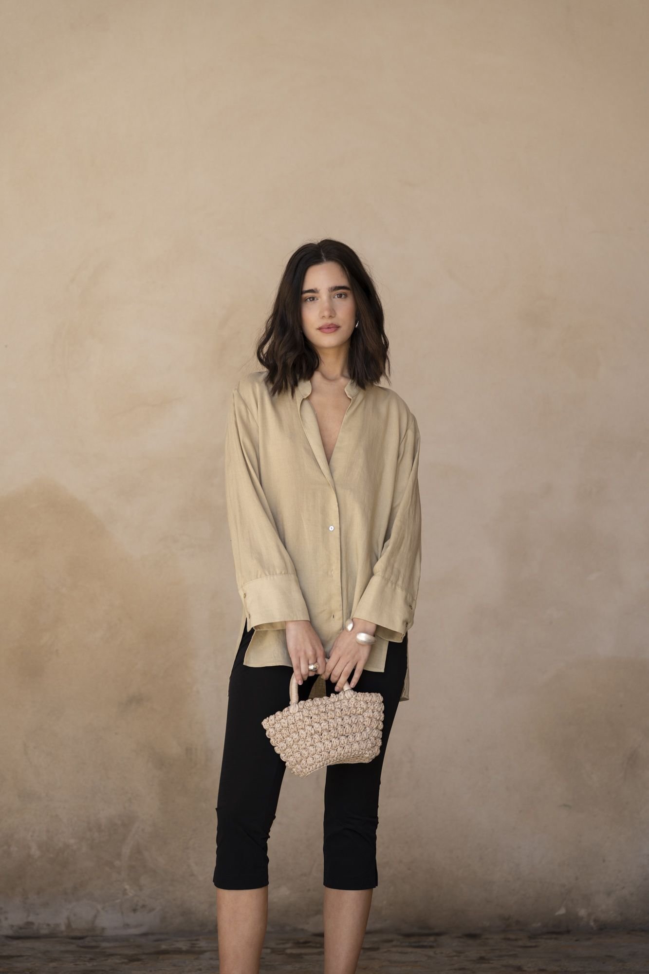 Camisa lino beige - Imagen 5