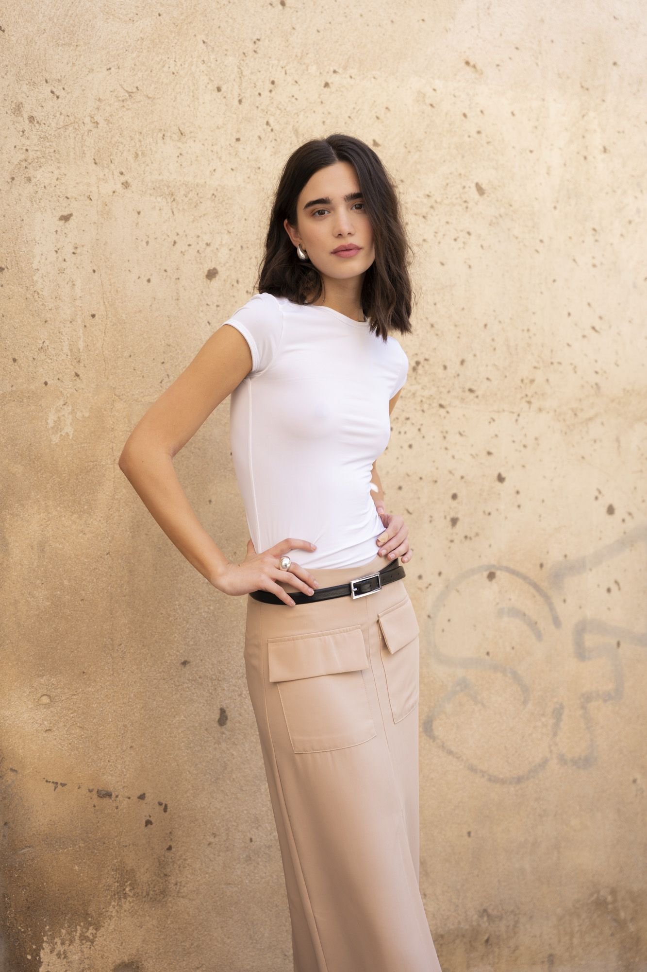 Falda midi cargo