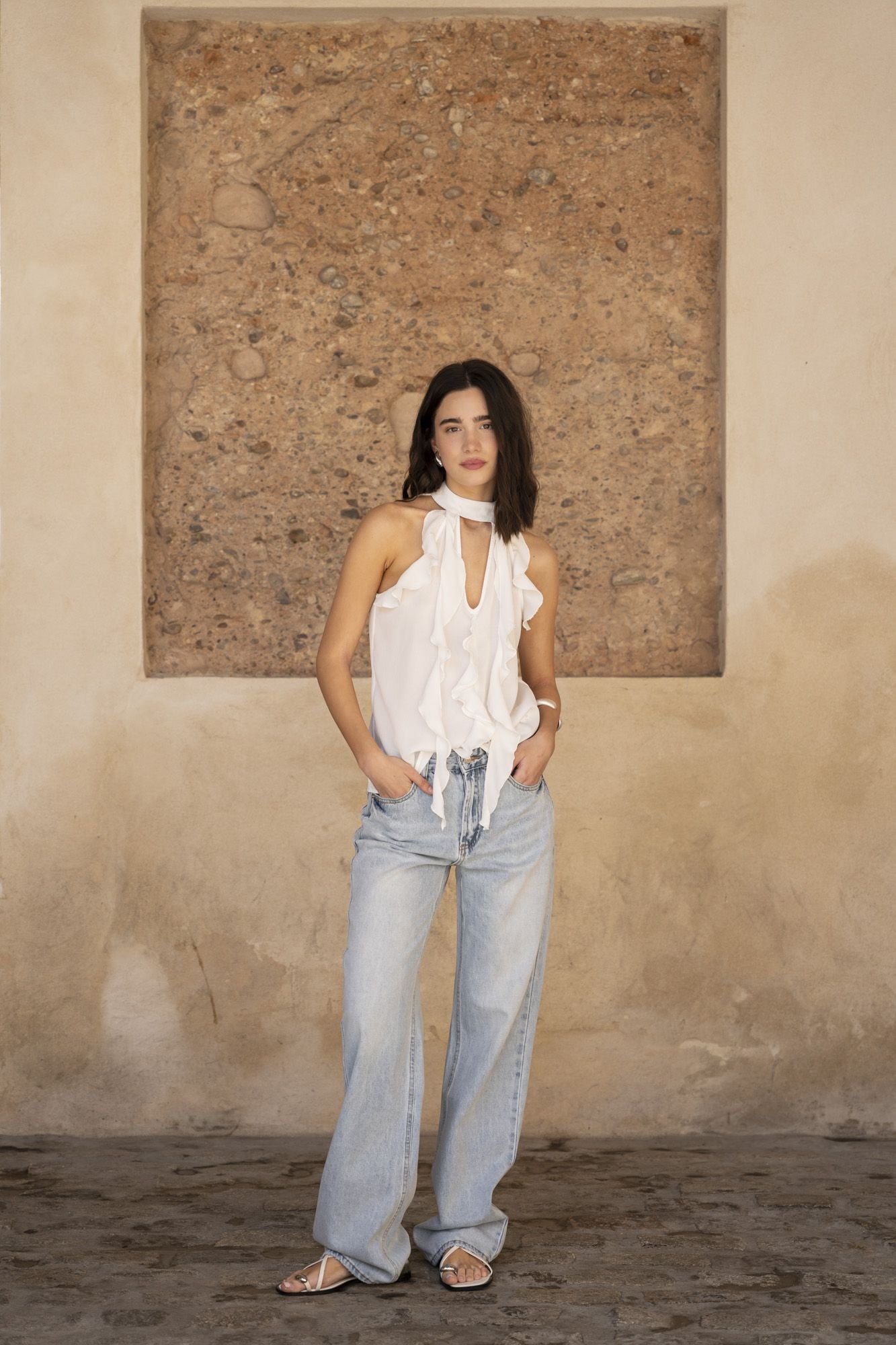 Blusa volantes - Crudo