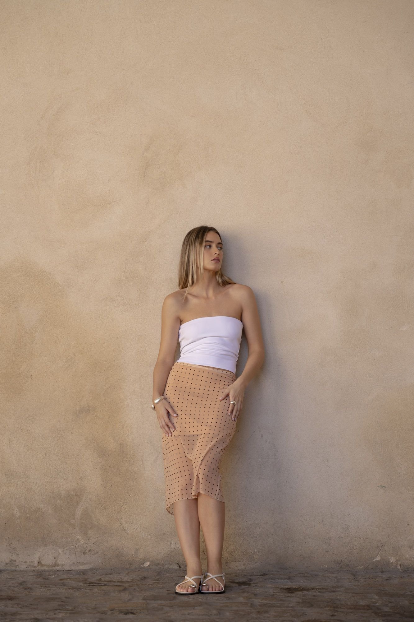 Falda estampada midi - Beige - Imagen 3