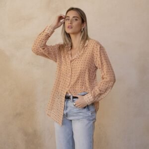 Camisa estampada semitransparente - Beige