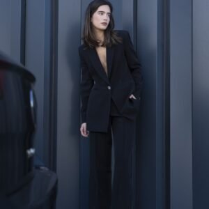 Blazer negro botón plateado