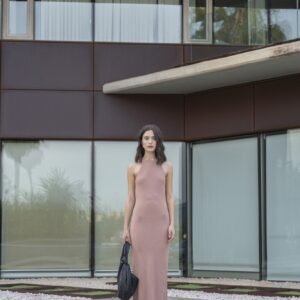 Vestido halter - Beige