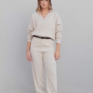 Pantalón recto pana - Beige
