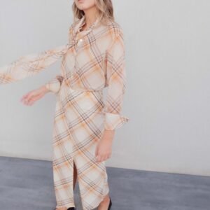 Falda estampada cuadros - Beige