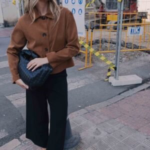 Chaqueta corta efecto ante - Marrón