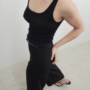 Pantalón culotte cinturón - Negro