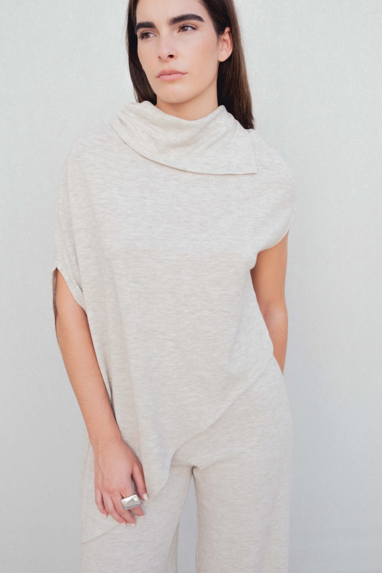 Jersey efecto capa - Beige - Imagen 3