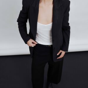 Pantalón culotte cinturón - Negro