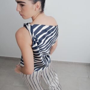 Pantalón fluido rayas - Azul Marino