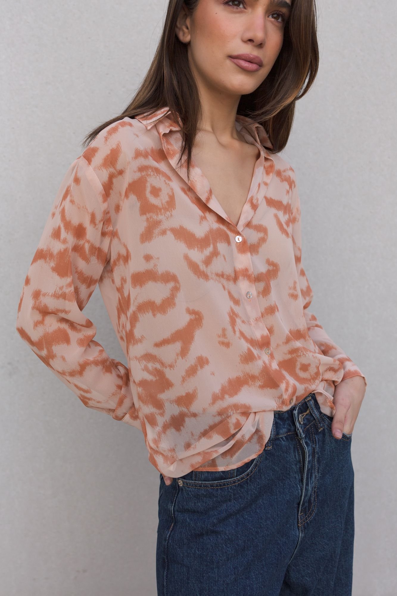 Camisa estampada coral