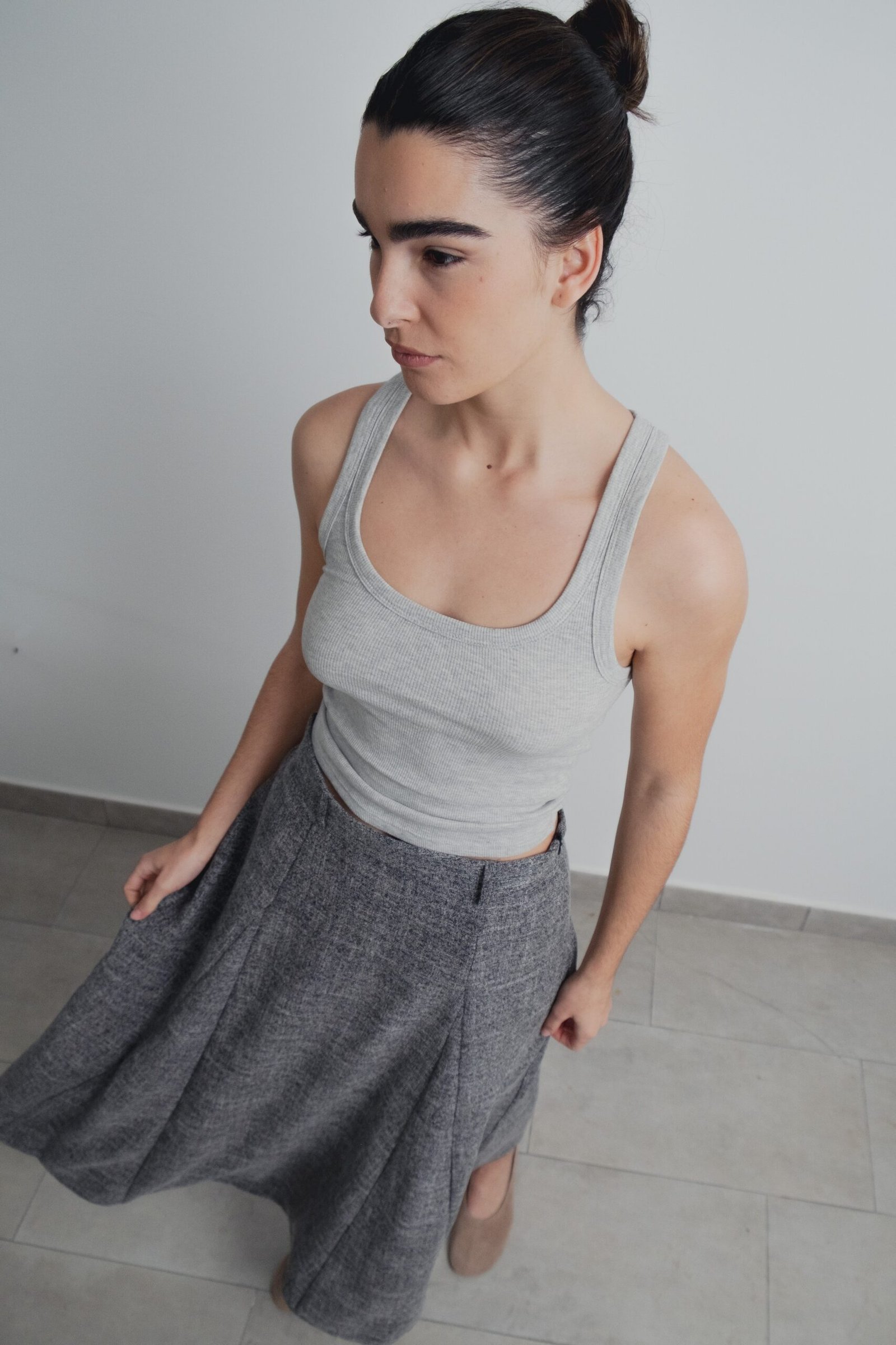 Falda midi estructura - Negro - Imagen 3
