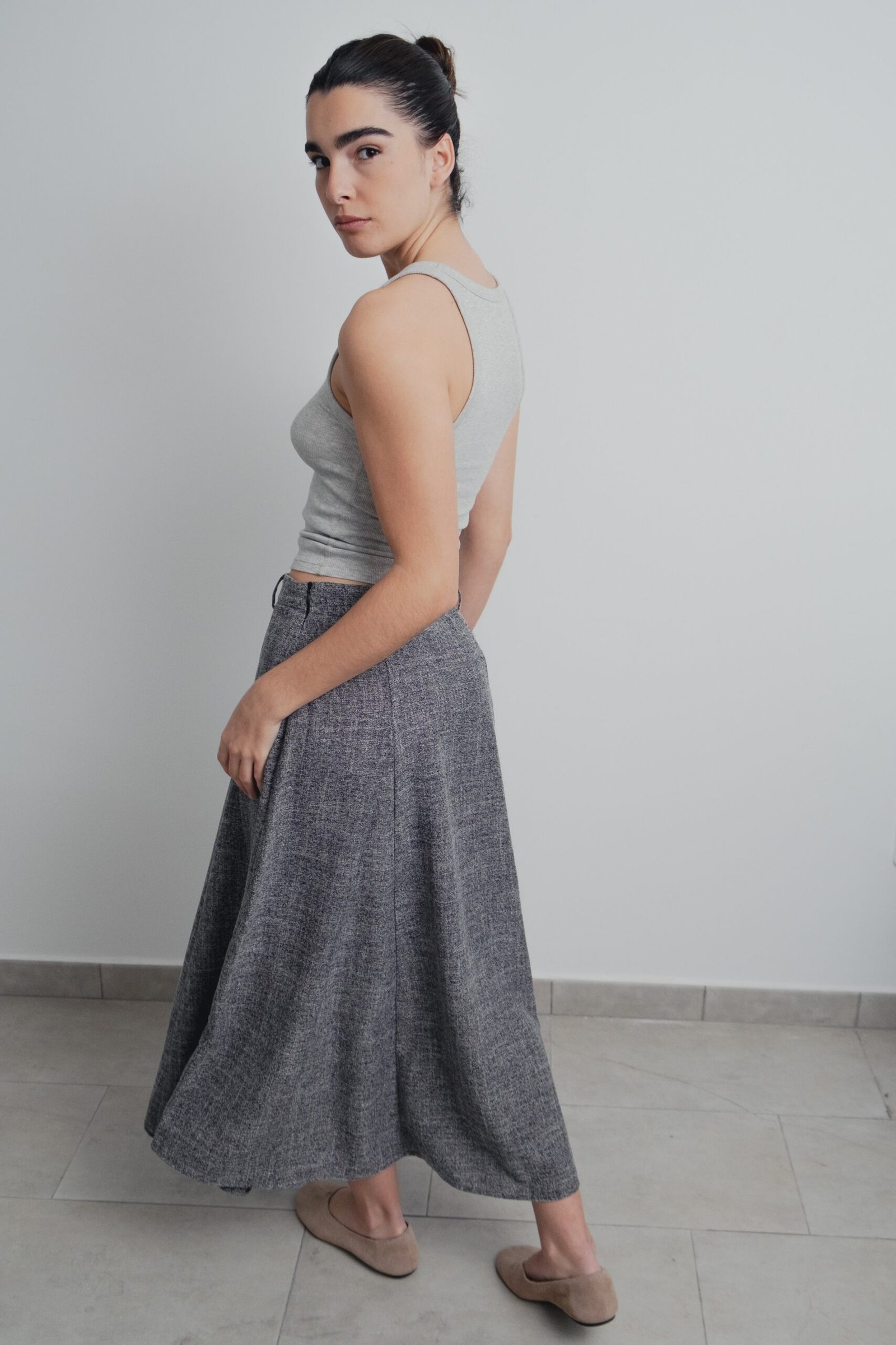 Falda midi estructura - Negro - Imagen 5