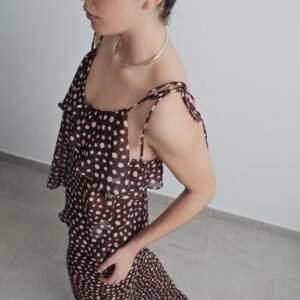 Top volante estampado - Marrón