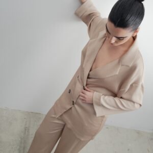 Blazer satinada cruzada - Beige