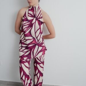 Pantalon fluido estampado - Burdeos