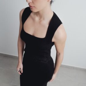 Top punto bordados - Negro