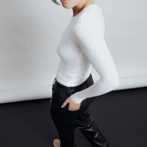 Pantalón efecto piel - Negro
