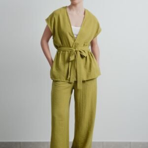 Pantalón fluido con elástico - Verde