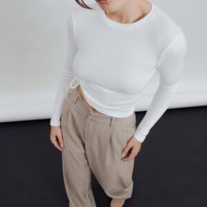 Camiseta frunce lateral - Crudo