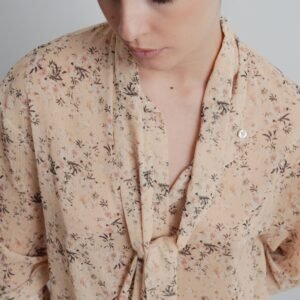 Camisa estampada lazada color amarillo