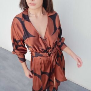Vestido cruzado estampado - Negro