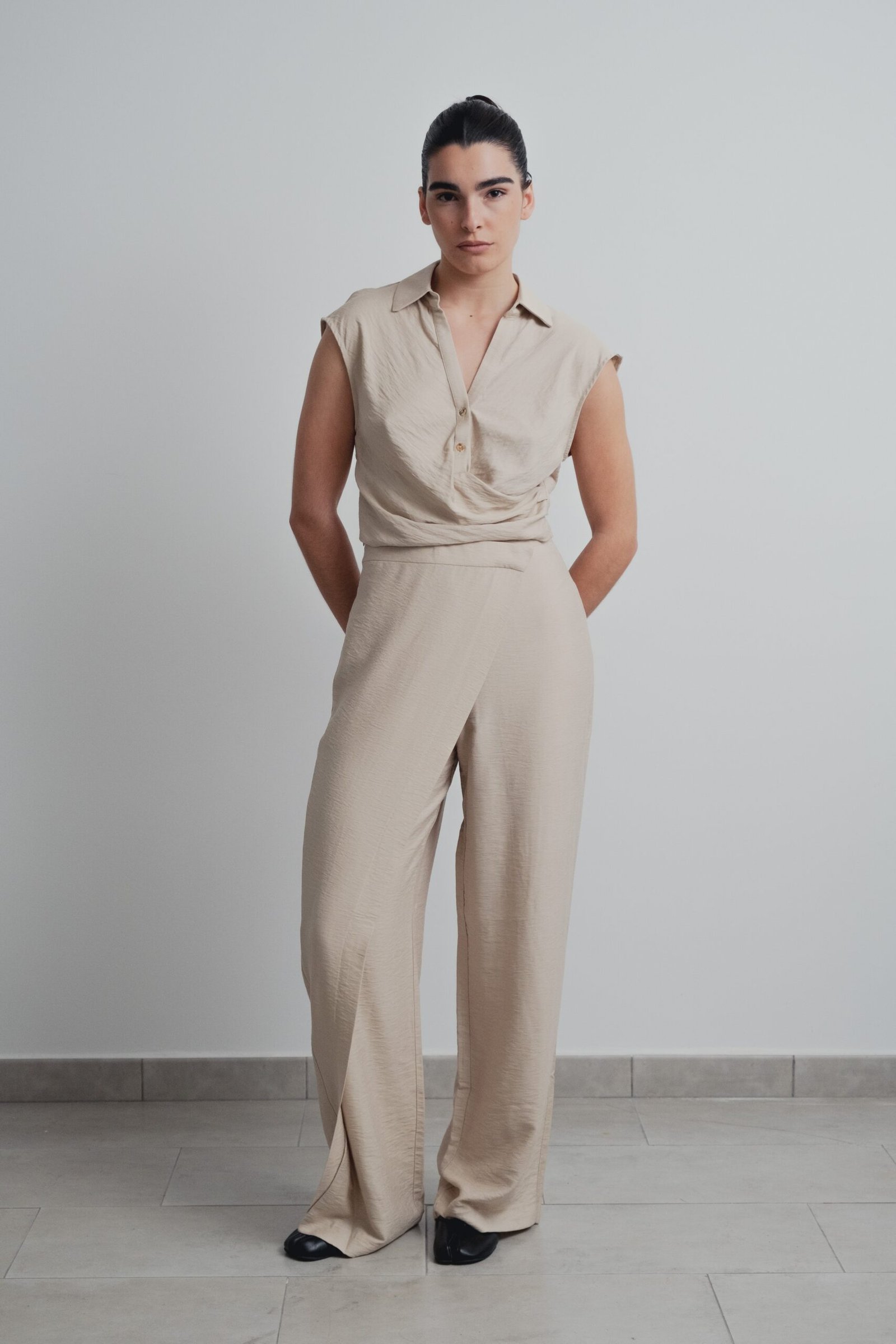 Pantalón fluido pareo - Beige