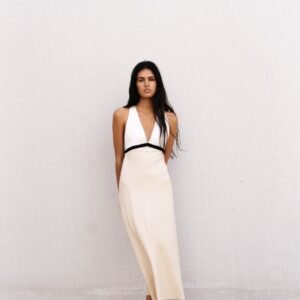 Vestido lino - Beige