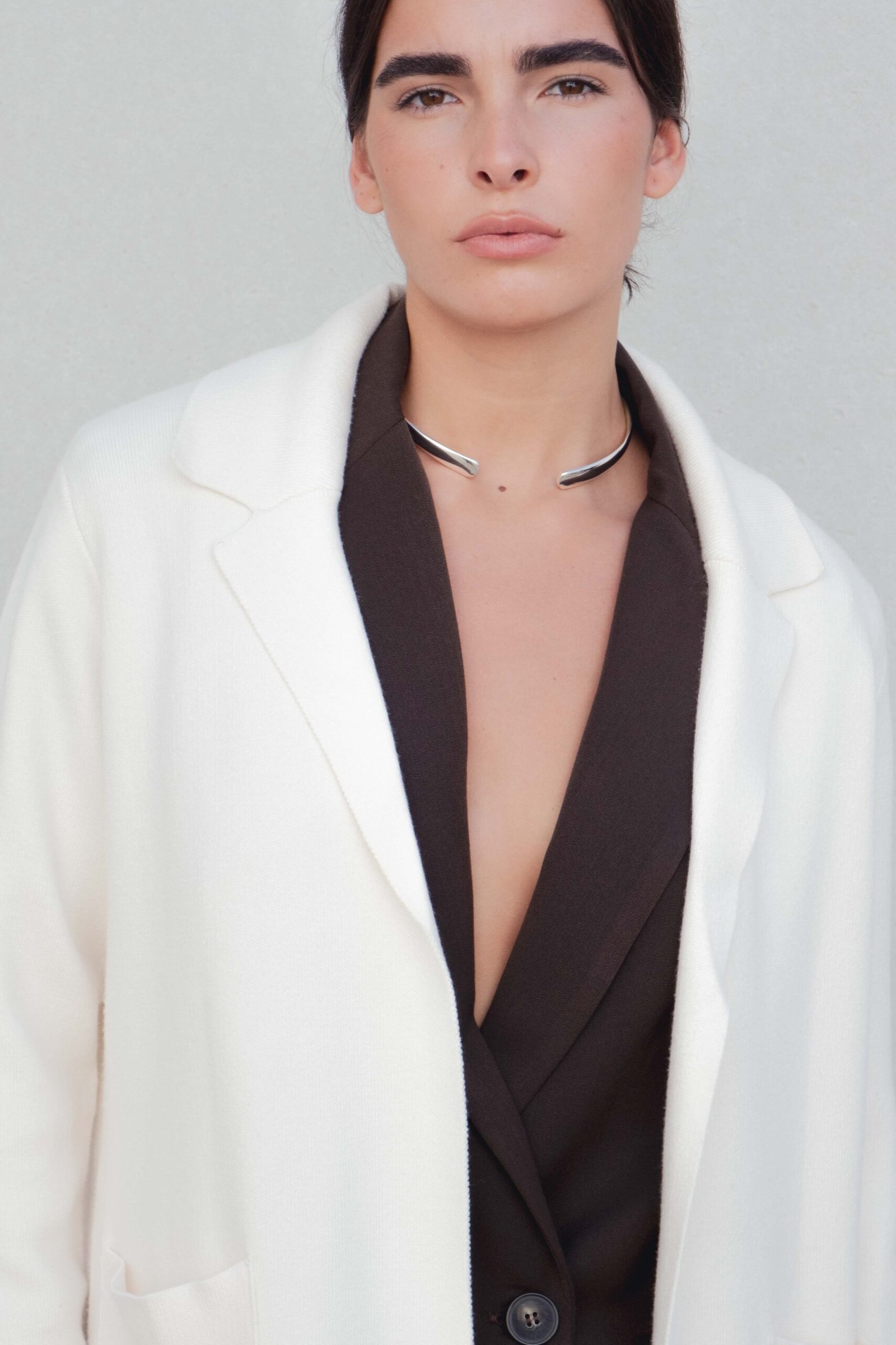Abrigo oversize punto color beige - Imagen 2