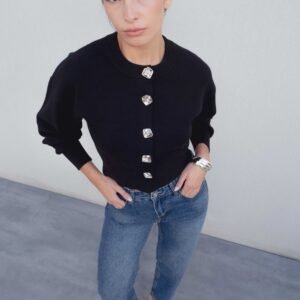 Chaqueta punto botones - Negro