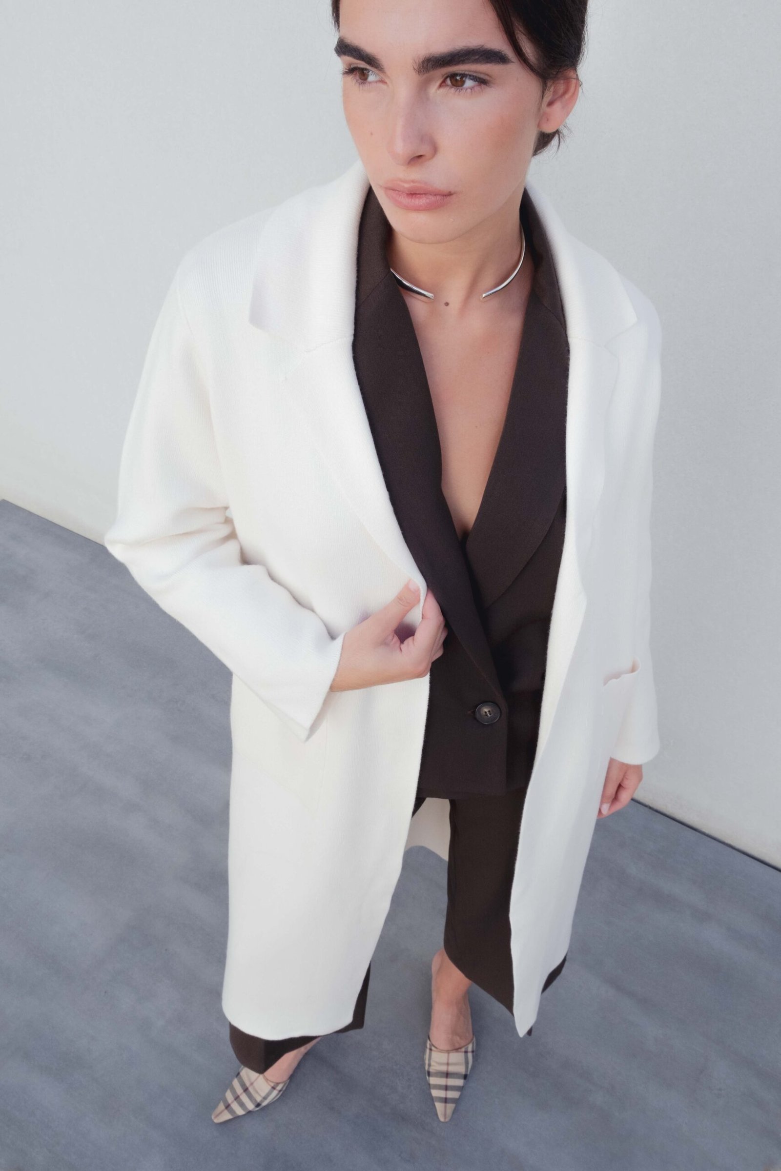 Abrigo oversize punto color beige