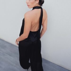 Pantalón bombacho satinado - Negro