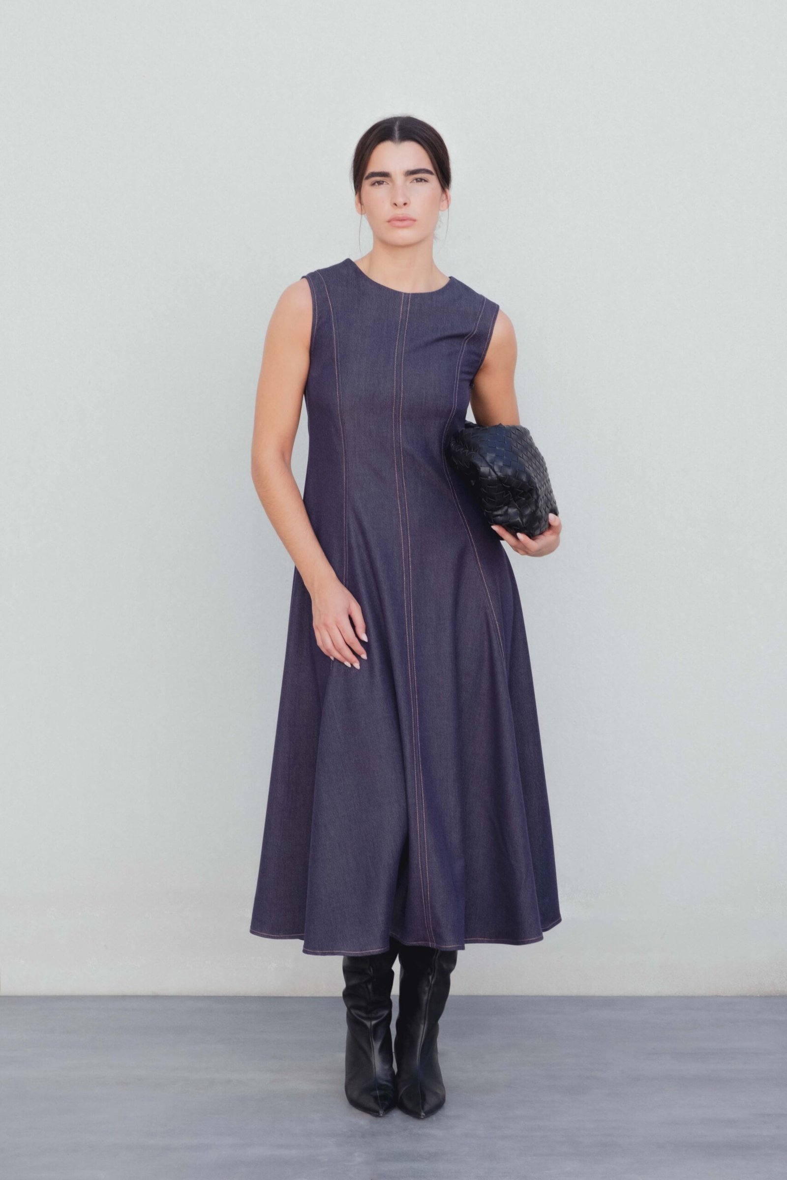 Vestido midi efecto denim - Vaquero - Imagen 2