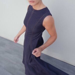 Vestido midi efecto denim - Vaquero