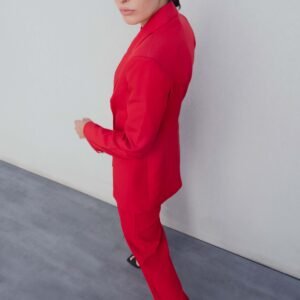 Pantalón botón plateado - Rojo