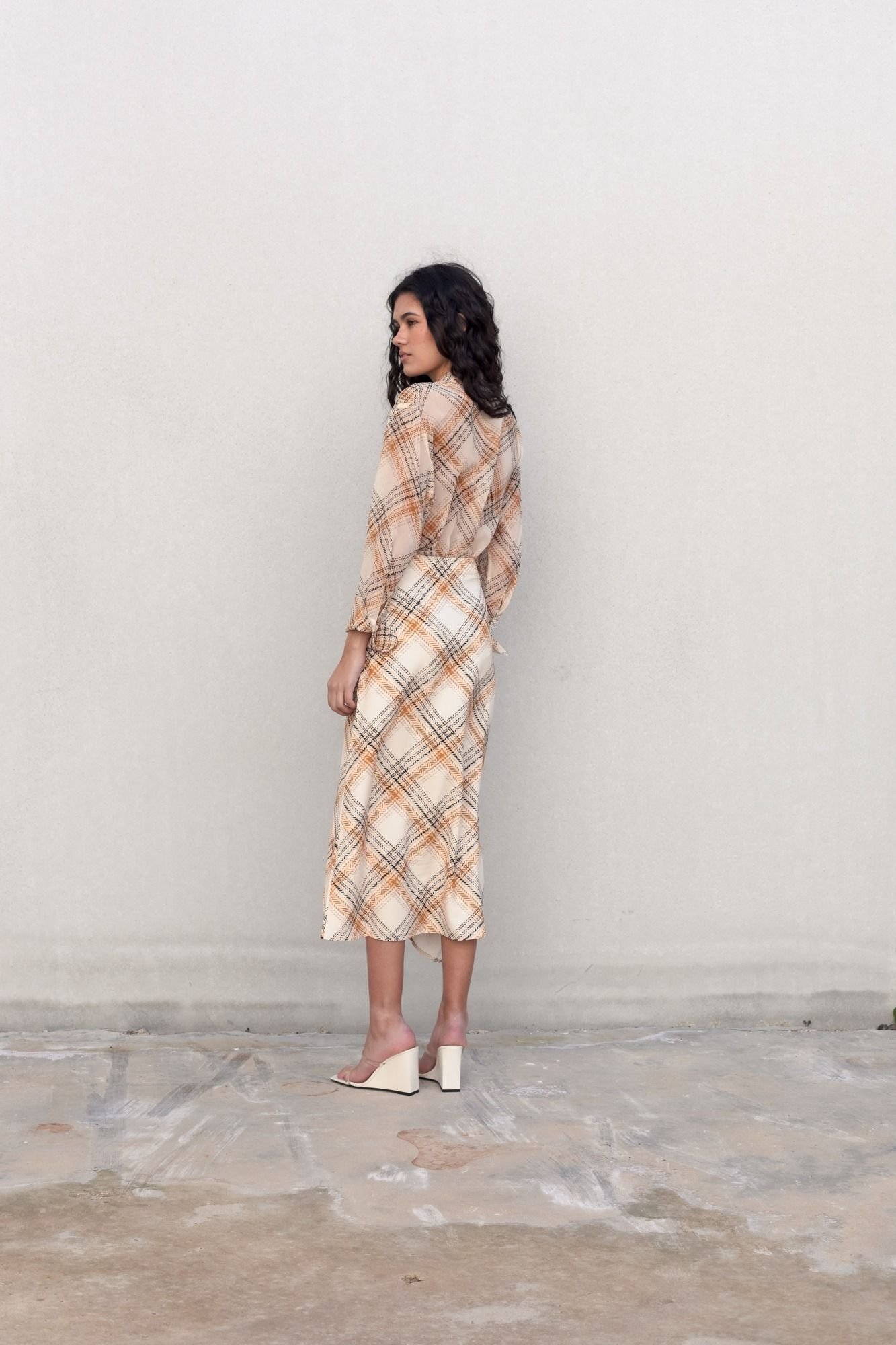 Falda estampada cuadros - Beige - Imagen 10